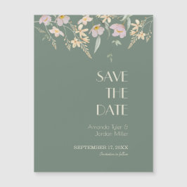 Wilde bloem Sage Deco Wedding Save the Date Magnet Magnetische Uitnodiging