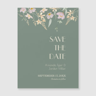 Wilde bloem Sage Deco Wedding Save the Date Magnet Magnetische Uitnodiging