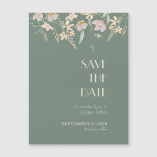 Wilde bloem Sage Deco Wedding Save the Date Magnet Magnetische Uitnodiging