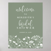 Wilde Bloem Salie Groen Bruidsdiner Poster (Voorkant)
