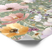 Wilde Bloem Salie Groen Bruidsdiner Poster (Hoek)