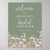 Wilde Bloem Salie Groen Bruidsdiner Poster (Voorkant)