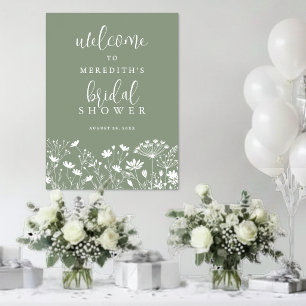 Wilde Bloem Salie Groen Bruidsdiner Poster