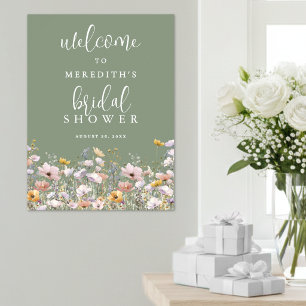 Wilde Bloem Salie Groen Bruidsdiner Poster