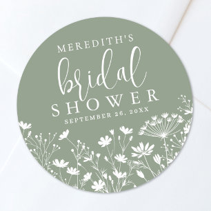 Wilde Bloem Salie Groen Bruidsdiner Ronde Sticker