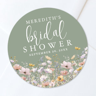Wilde Bloem Salie Groen Bruidsdiner Ronde Sticker
