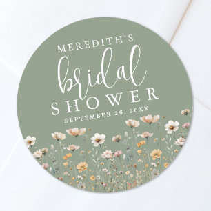 Wilde Bloem Salie Groen Bruidsdiner Ronde Sticker