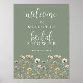 Wilde Bloem Salie Groene Bruidsdouche Poster (Voorkant)