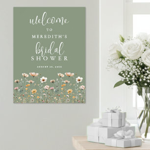 Wilde Bloem Salie Groene Bruidsdouche Poster