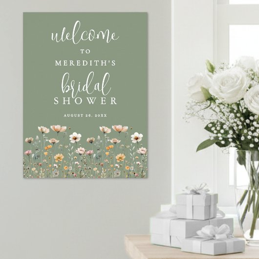 Wilde Bloem Salie Groene Bruidsdouche Poster