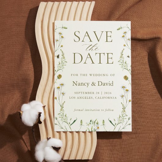 Wilde Bloem Salie Groene Trouw  Save The Date
