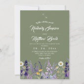 Wilde Bloem Salie & Lavendel Rustieke Boho Bruilof Kaart (Voorkant)