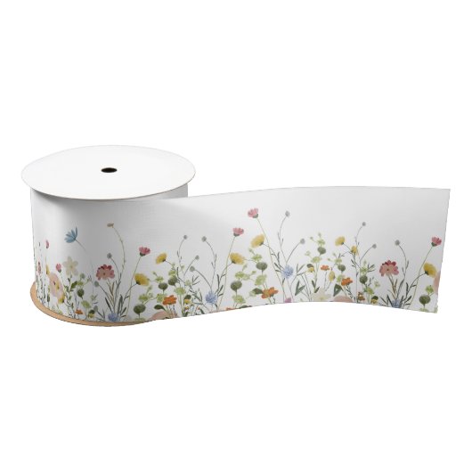 Wilde bloem Satin Ribbon, zomerbloemen Satijnen Lint (Spoel)