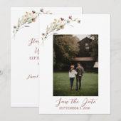 Wilde Bloem Save-the-Date Kaart (Voorkant / Achterkant)