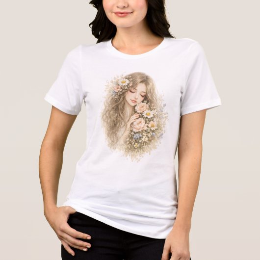 Wilde Bloem Schoonheid Tri-Blend Shirt (Voorkant)