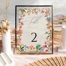 Wilde bloem schrift tafelnummerkaart