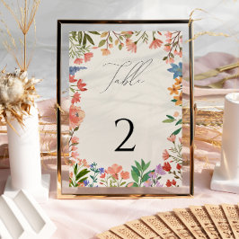 Wilde bloem schrift tafelnummerkaart kaart