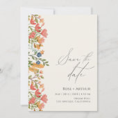 Wilde bloem schriftelijke save the date kaart (Voorkant)