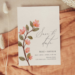 Wilde bloem schriftelijke save the date kaart