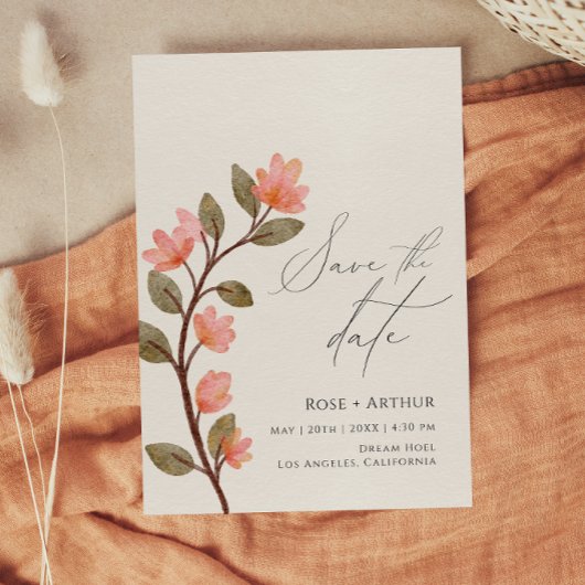 Wilde bloem schriftelijke save the date kaart