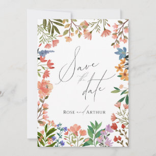 Wilde bloem schriftelijke save the date kaart