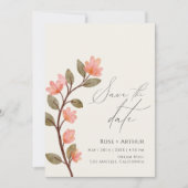 Wilde bloem schriftelijke save the date kaart (Voorkant)