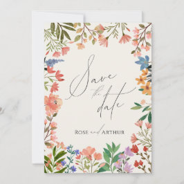 Wilde bloem schriftelijke save the date kaart