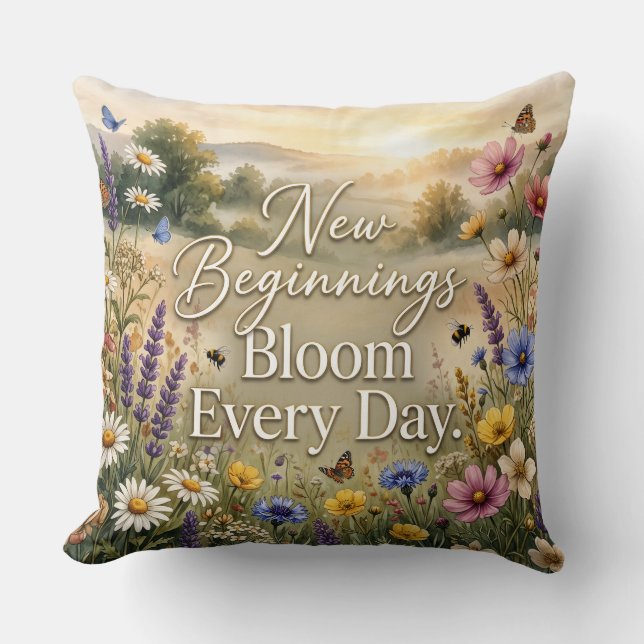 Wilde Bloem Sereniteit Worp Kussen (Voorkant)