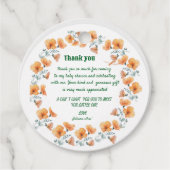 wilde bloem sinaasappel baby doucheFavoriete Label (Voorkant)