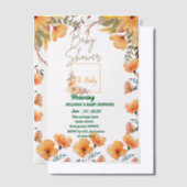wilde bloem sinaasappel baby showerVellum Overlay Vellum Uitnodigingen (Offset)