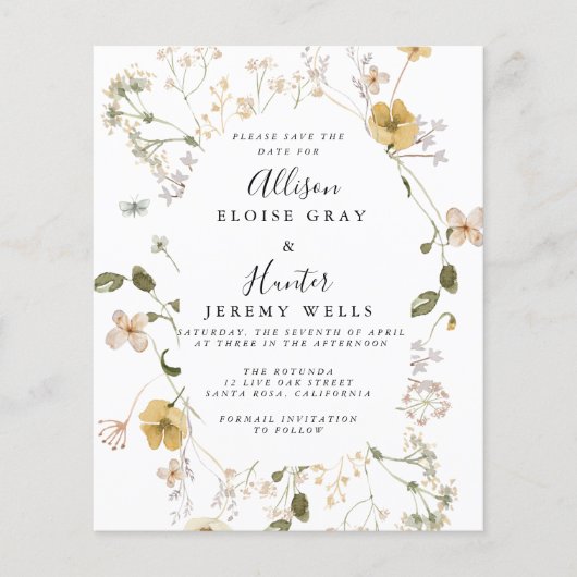 Wilde bloem sparen de Datum (Voorkant)