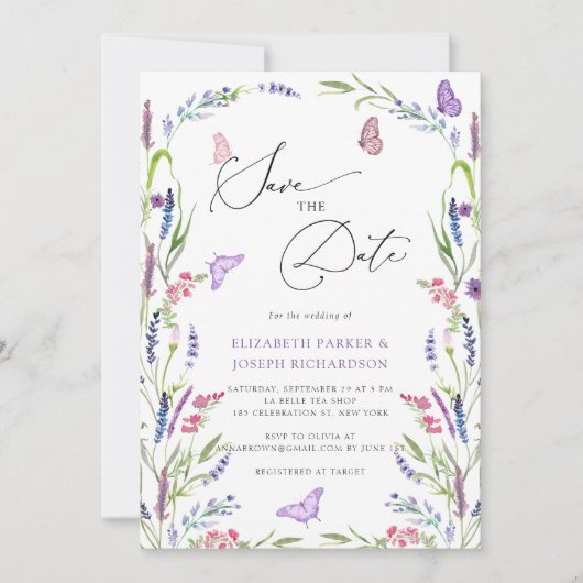 Wilde bloem sparen de Datum Kaart (Voorkant)