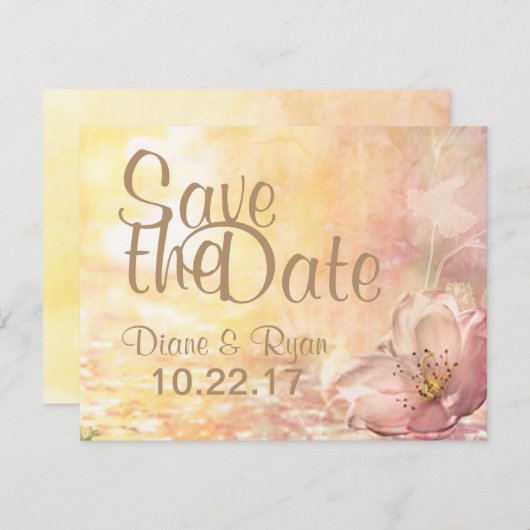 Wilde bloem sparen de Datum Save The Date (Voorkant / Achterkant)