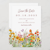 Wilde bloem sparen de Datum Save The Date (Voorkant / Achterkant)