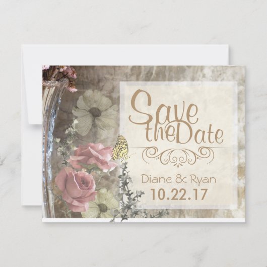Wilde bloem sparen de Datum Save The Date (Voorkant)