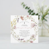 Wilde bloem Spring Summer Floral Baptism Invitatio Kaart (Staand voorkant)