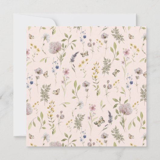 Wilde bloem Spring Summer Floral Baptism Invitatio Kaart (Achterkant)