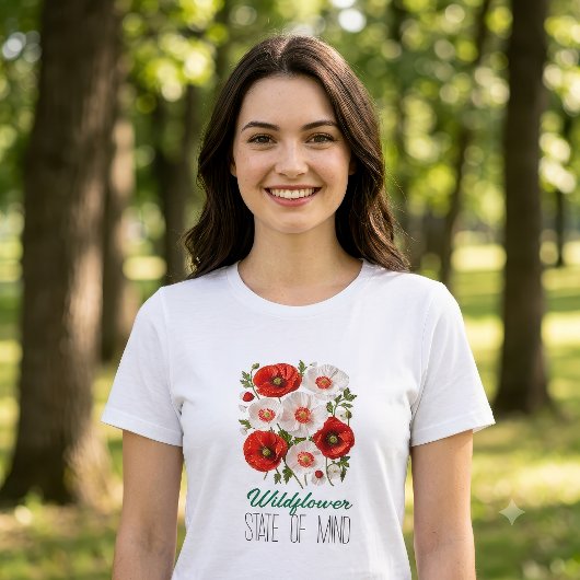 Wilde Bloem Staat Van Geest Rode Witte Klaproos Bl Tri-Blend Shirt