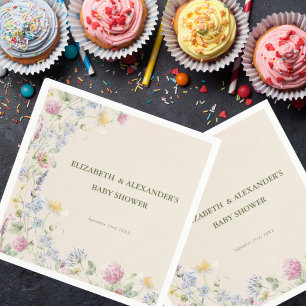 Wilde Bloem Stel Babyshower Groene Lettertype Servet