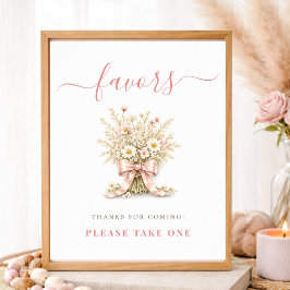 Wilde bloem Stof roze meisje baby shower gunst tek Poster
