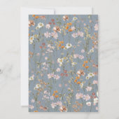Wilde Bloem Stofblauw QR Code Huwelijksreactie Kaart (Achterkant)