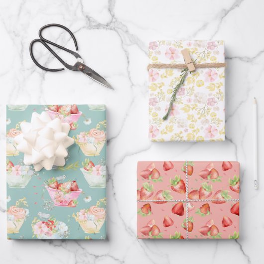 Wilde bloem Strawberry Field Nursery Inpakpapier Vel (Voorkant)