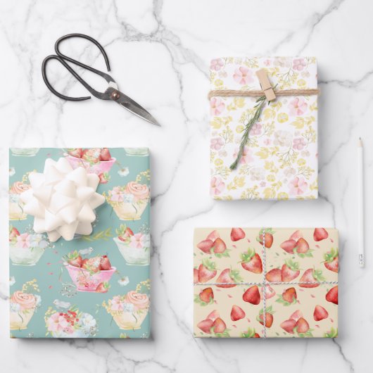 Wilde bloem Strawberry Field Nursery Inpakpapier Vel (Voorkant)