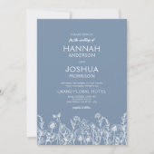 Wilde bloem Stusty Blue Botanical Wedding Kaart (Voorkant)