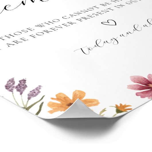 Wilde bloem ter liefdevolle herinnering bord poster (Hoek)
