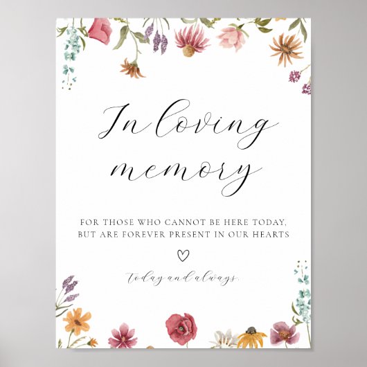 Wilde bloem Ter nagedachtenis bord Poster (Voorkant)