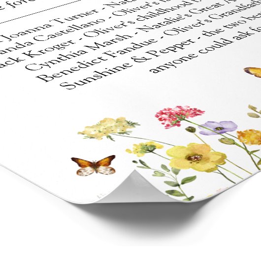 Wilde bloem 'Ter nagedachtenis' herdenkings huweli Poster (Hoek)