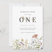 Wilde bloem Theme Girl 1st Birthday Kaart (Voorkant)