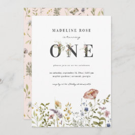 Wilde bloem Theme Girl 1st Birthday Kaart