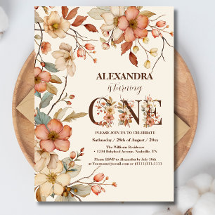 Wilde bloem Theme Girl 1st Birthday Kaart